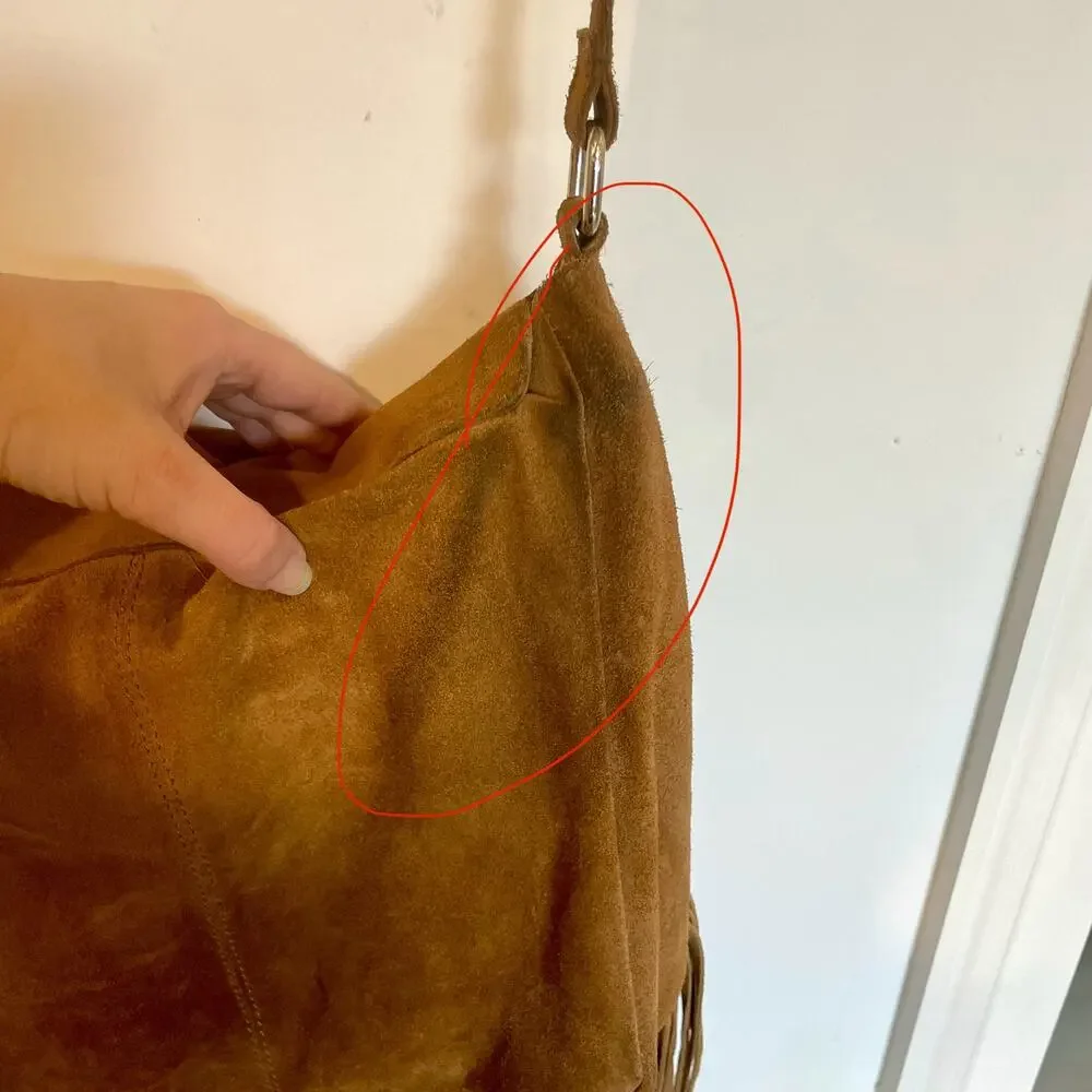 Ten79LA Ricky Suede Tan Crossbody Bag Fringe Western Native Inspired